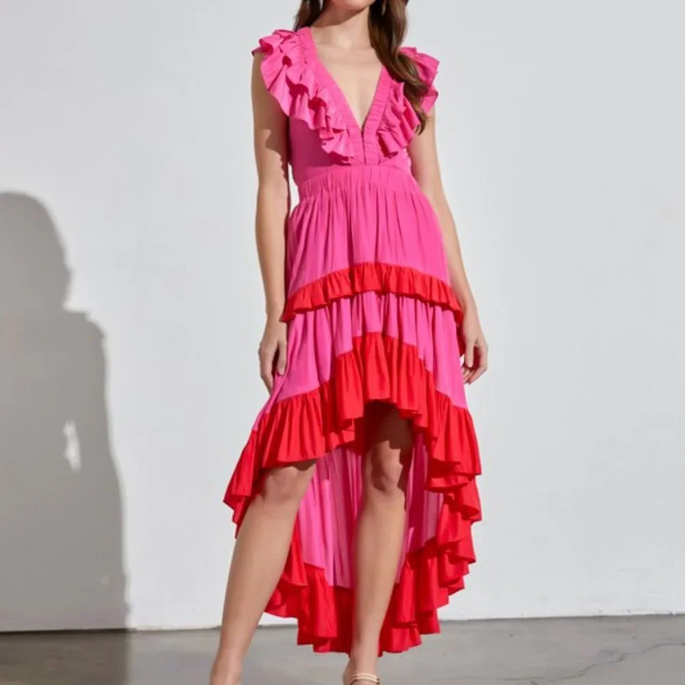 BACK CROSS RUFFLE DRESS - Picture 4 of 4